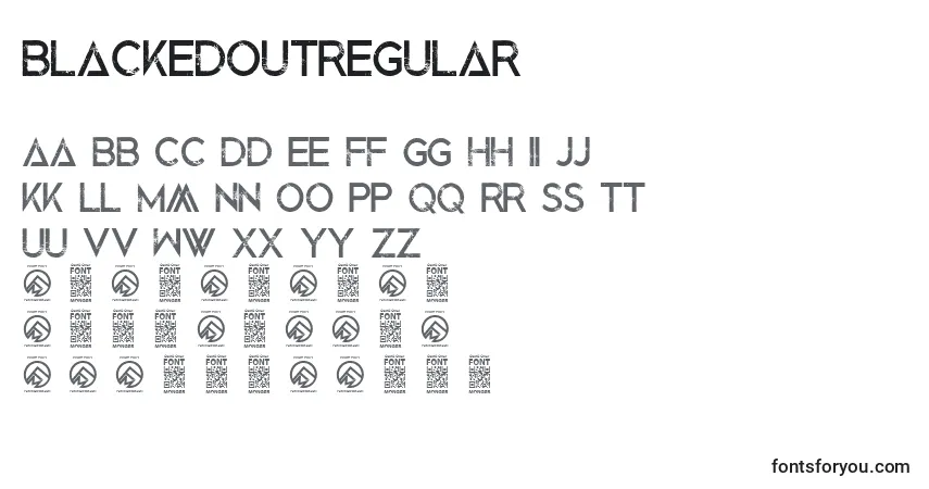 characters of blackedoutregular font, letter of blackedoutregular font, alphabet of  blackedoutregular font