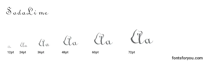 sizes of sodalime font, sodalime sizes