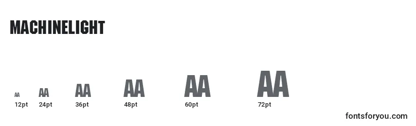 sizes of machinelight font, machinelight sizes