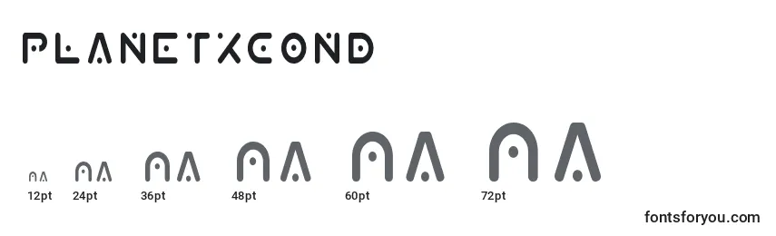 sizes of planetxcond font, planetxcond sizes