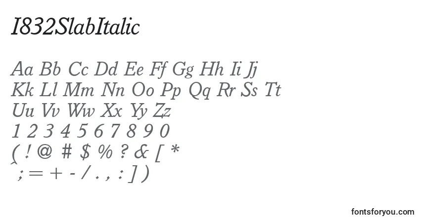 characters of i832slabitalic font, letter of i832slabitalic font, alphabet of  i832slabitalic font
