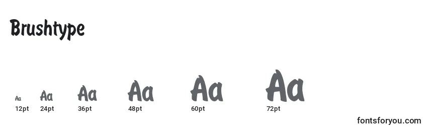 sizes of brushtype font, brushtype sizes