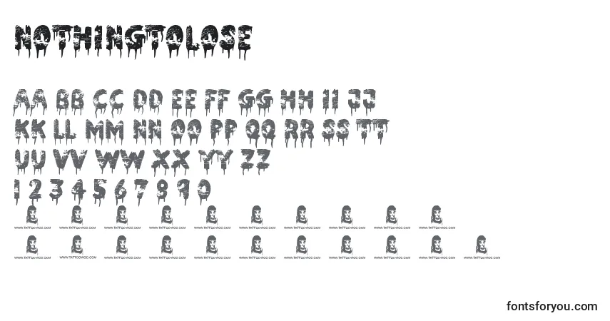characters of nothingtolose font, letter of nothingtolose font, alphabet of  nothingtolose font