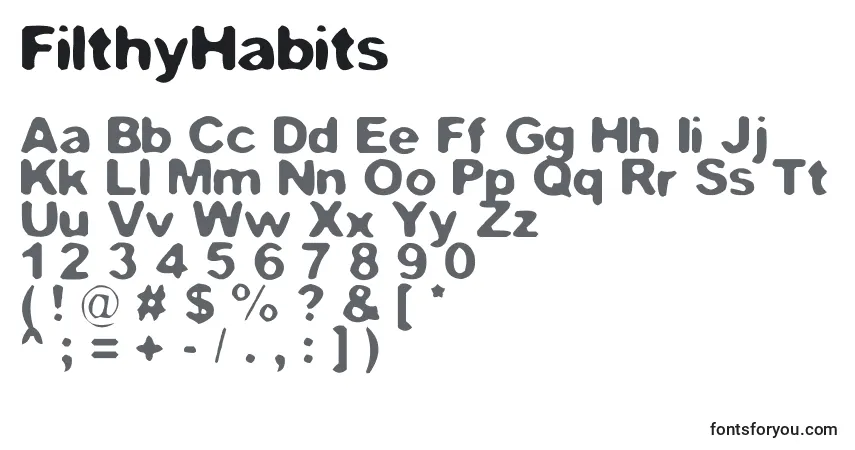 characters of filthyhabits font, letter of filthyhabits font, alphabet of  filthyhabits font