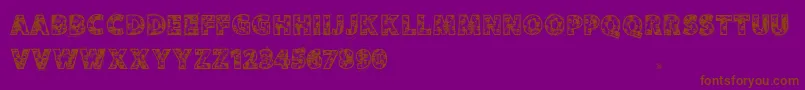 Vtksskulls-Schriftart – Braune Schriften auf violettem Hintergrund