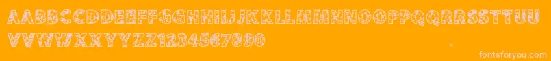 Vtksskulls-Schriftart – Rosa Schriften auf orangefarbenem Hintergrund