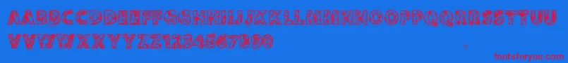 Vtksskulls-Schriftart – Rote Schriften auf blauem Hintergrund