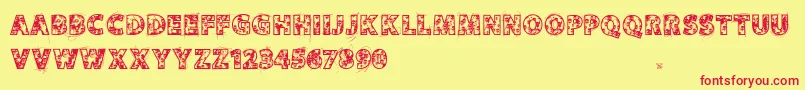 フォントVtksskulls – 赤い文字の黄色い背景