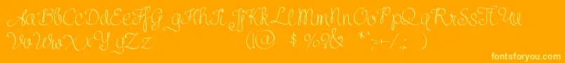 Clarissapersonaluse-Schriftart – Gelbe Schriften auf orangefarbenem Hintergrund