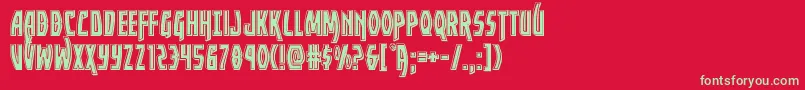 フォントYankeeclipperbevel – 赤い背景に緑の文字