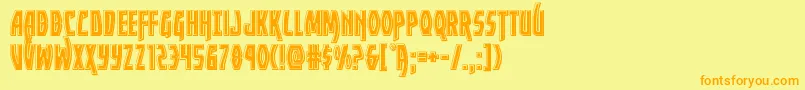 フォントYankeeclipperbevel – オレンジの文字が黄色の背景にあります。