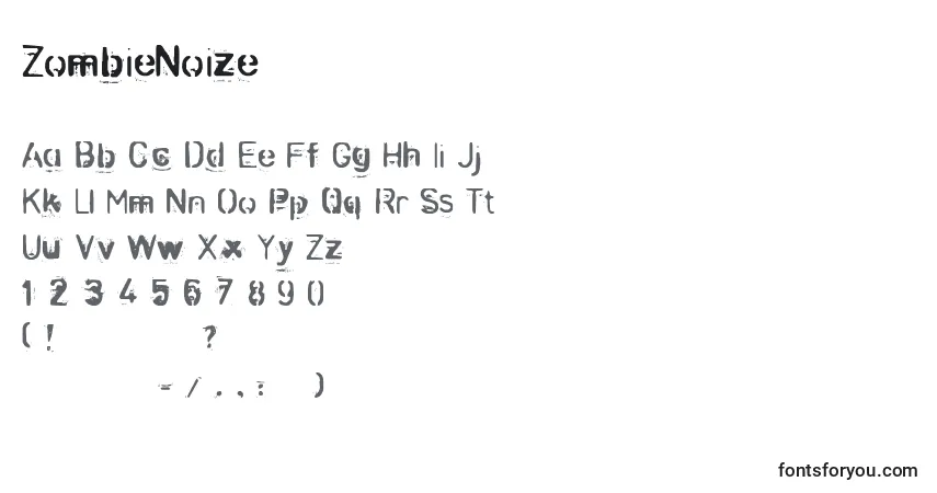 Шрифт ZombieNoize – алфавит, цифры, специальные символы