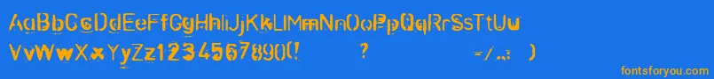 Weitere Informationen zur ZombieNoize-Schriftart ZombieNoize-Schriftart – Orangefarbene Schriften auf blauem Hintergrund