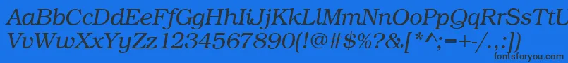 BookLightItalic Font – Black Fonts on Blue Background