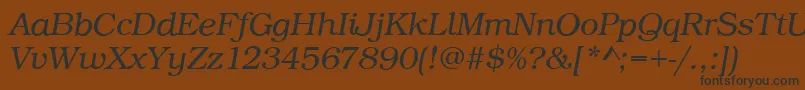 BookLightItalic-fontti – mustat fontit ruskealla taustalla