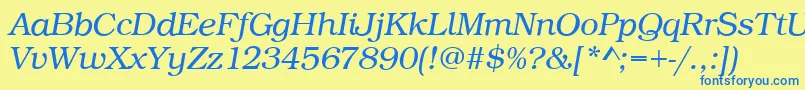 BookLightItalic Font – Blue Fonts on Yellow Background