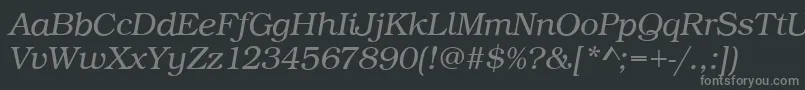 BookLightItalic-fontti – harmaat kirjasimet mustalla taustalla