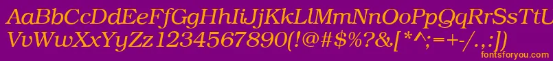 BookLightItalic Font – Orange Fonts on Purple Background