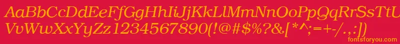 BookLightItalic Font – Orange Fonts on Red Background