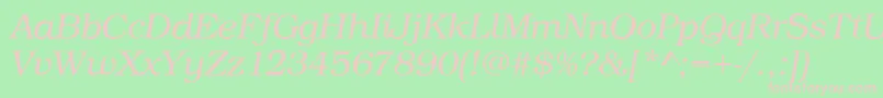 Fonte BookLightItalic – fontes rosa em um fundo verde