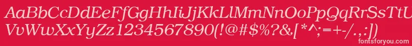 Czcionka BookLightItalic – różowe czcionki na czerwonym tle