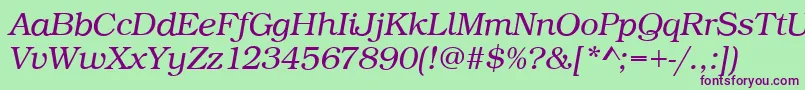 BookLightItalic Font – Purple Fonts on Green Background