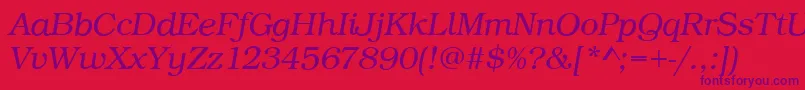 BookLightItalic Font – Purple Fonts on Red Background