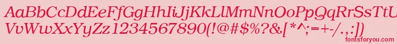 フォントBookLightItalic – ピンクの背景に赤い文字