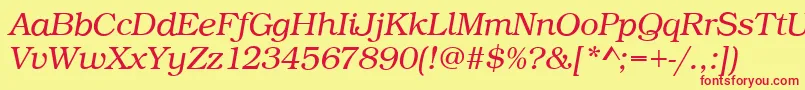 フォントBookLightItalic – 赤い文字の黄色い背景