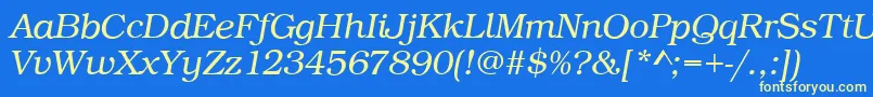 BookLightItalic Font – Yellow Fonts on Blue Background