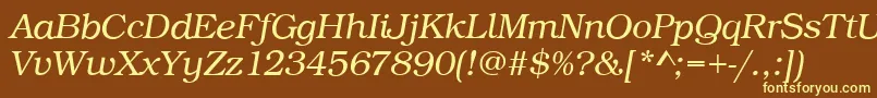 BookLightItalic Font – Yellow Fonts on Brown Background