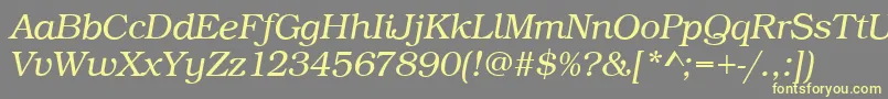 BookLightItalic-fontti – keltaiset fontit harmaalla taustalla