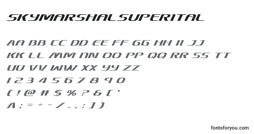 A fonte Skymarshalsuperital – alfabeto, números, caracteres especiais