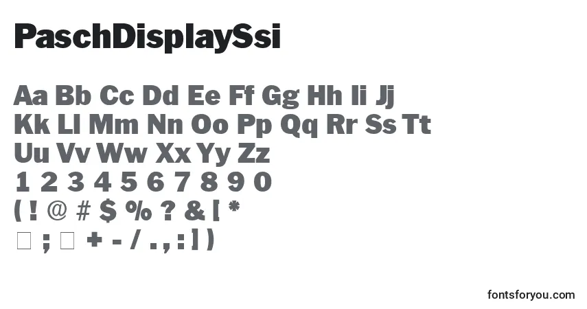 A fonte PaschDisplaySsi – alfabeto, números, caracteres especiais