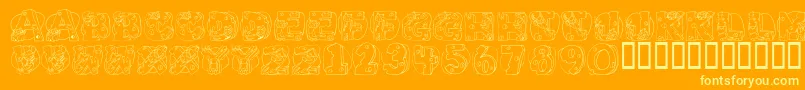 CatCat-Schriftart – Gelbe Schriften auf orangefarbenem Hintergrund