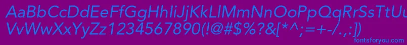 AvenirltstdOblique Font – Blue Fonts on Purple Background