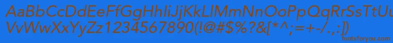 AvenirltstdOblique Font – Brown Fonts on Blue Background