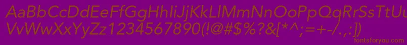 AvenirltstdOblique Font – Brown Fonts on Purple Background