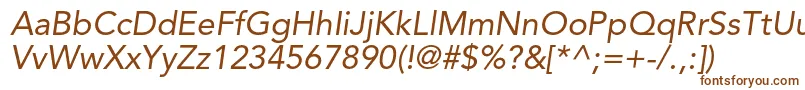 AvenirltstdOblique-fontti – ruskeat fontit valkoisella taustalla