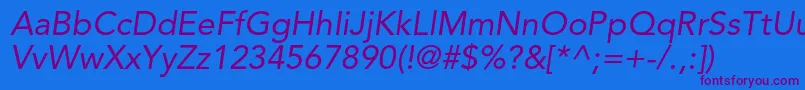 AvenirltstdOblique Font – Purple Fonts on Blue Background