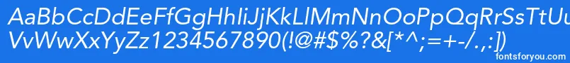 AvenirltstdOblique Font – White Fonts on Blue Background