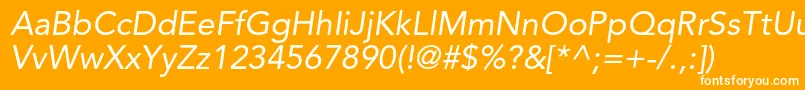 Czcionka AvenirltstdOblique – białe czcionki na pomarańczowym tle