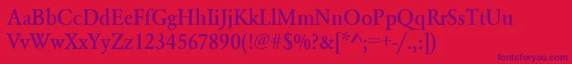 Urwgaramondtmednar Font – Purple Fonts on Red Background