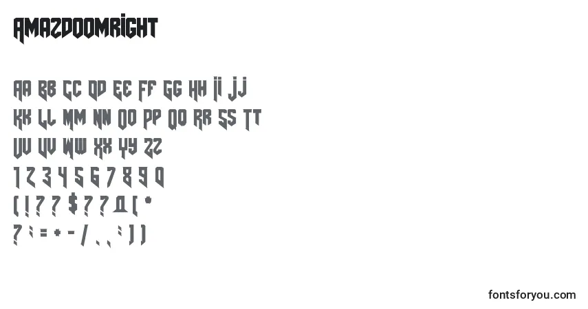 Schriftart Amazdoomright – Alphabet, Zahlen, spezielle Symbole