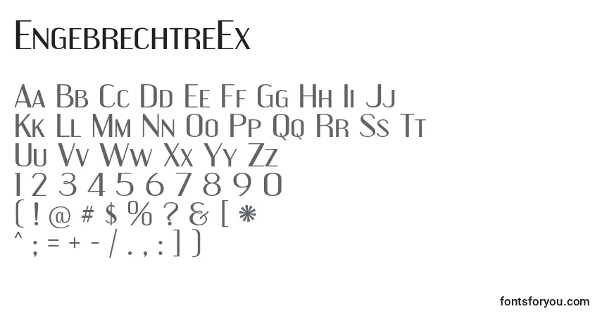 A fonte EngebrechtreEx – alfabeto, números, caracteres especiais