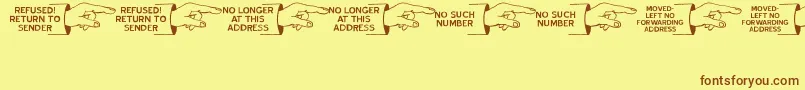 GonePostalJl-Schriftart – Braune Schriften auf gelbem Hintergrund