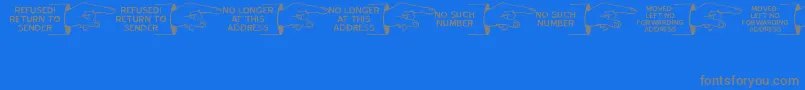 Weitere Informationen zur GonePostalJl-Schriftart GonePostalJl-Schriftart – Graue Schriften auf blauem Hintergrund