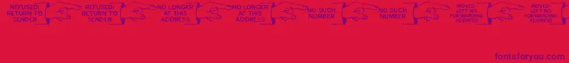 Weitere Informationen zur GonePostalJl-Schriftart GonePostalJl-Schriftart – Violette Schriften auf rotem Hintergrund