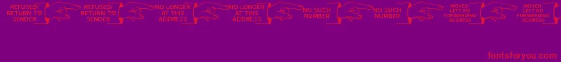 Fonte GonePostalJl – fontes vermelhas em um fundo violeta
