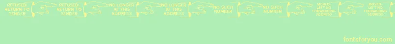 フォントGonePostalJl – 黄色の文字が緑の背景にあります